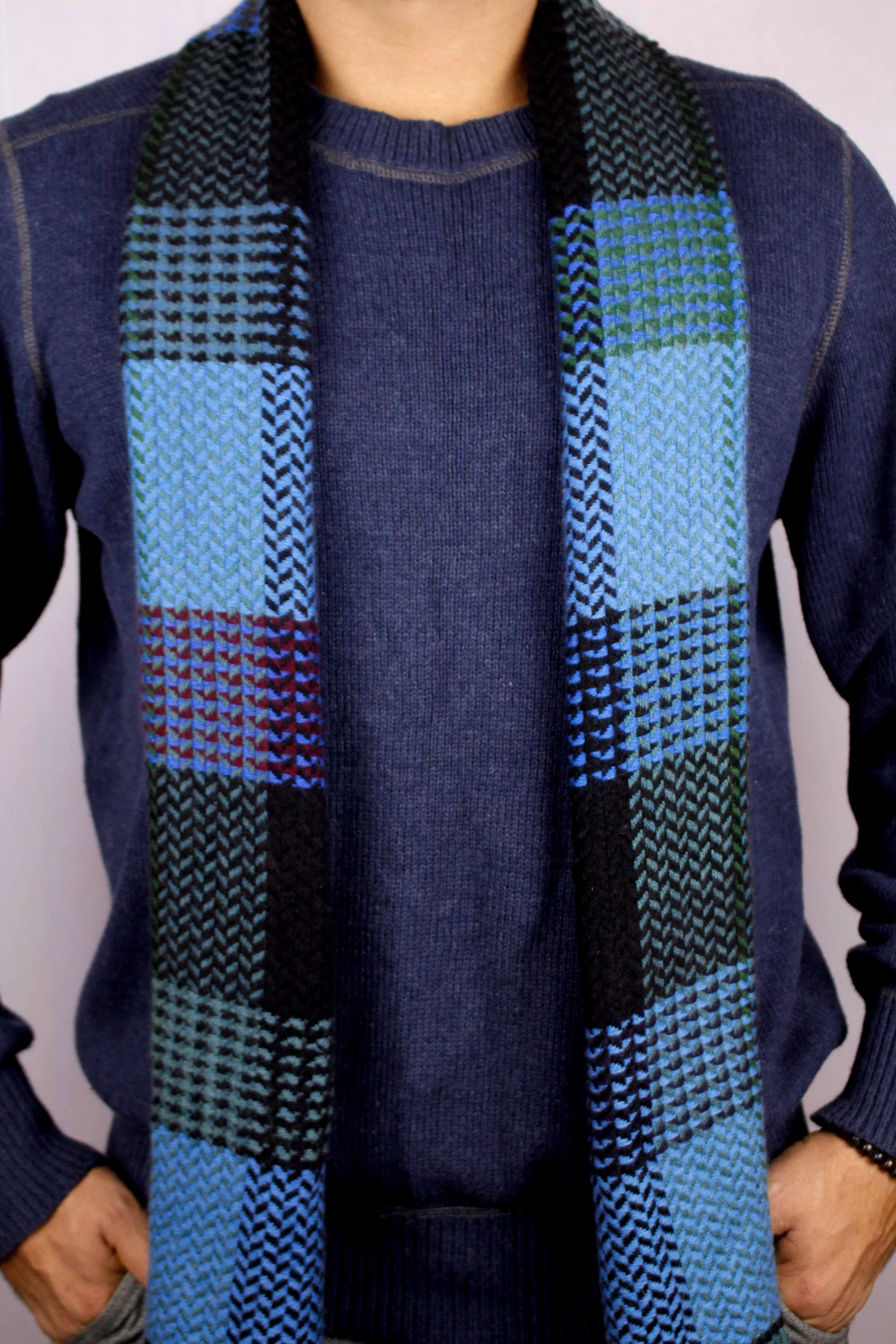 100% Premium Cashmere Shades of Blue Thick Pashmina Muffler