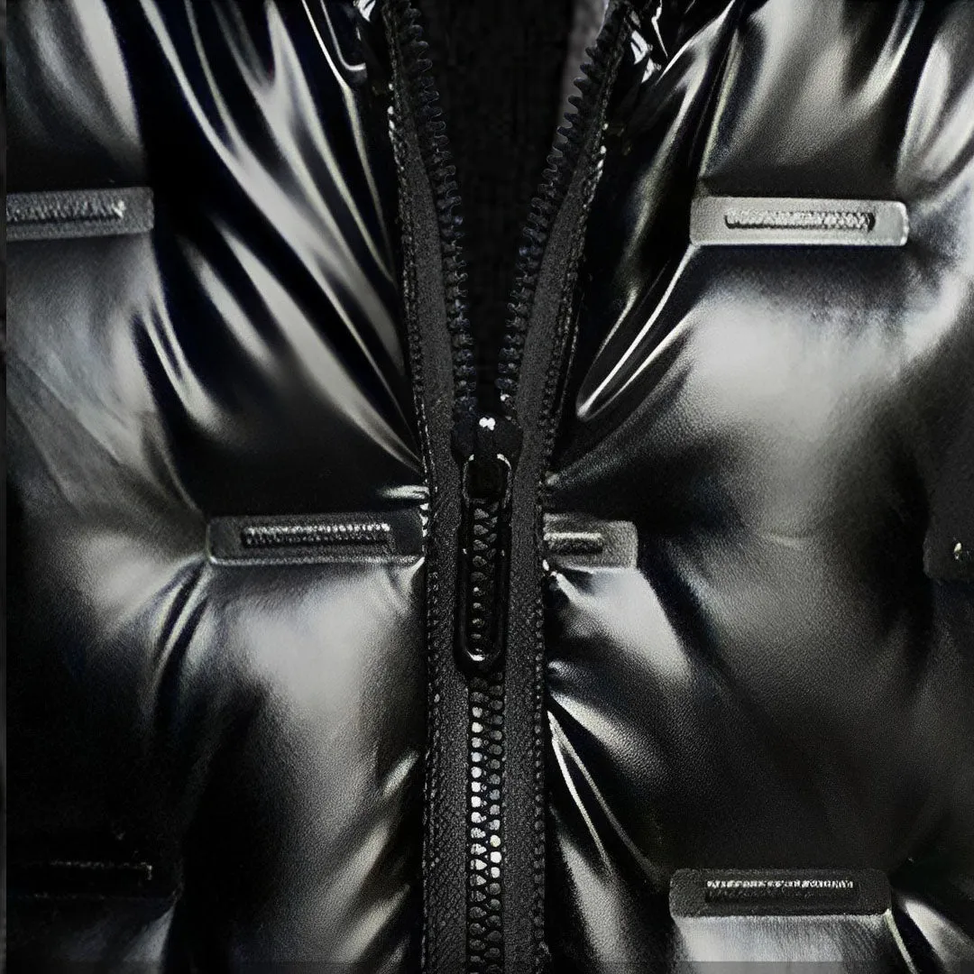 abbee Black 2XL Winter Hooded Glossy Down Jacket Stylish Lightweight Quilted Warm Puffer Coat