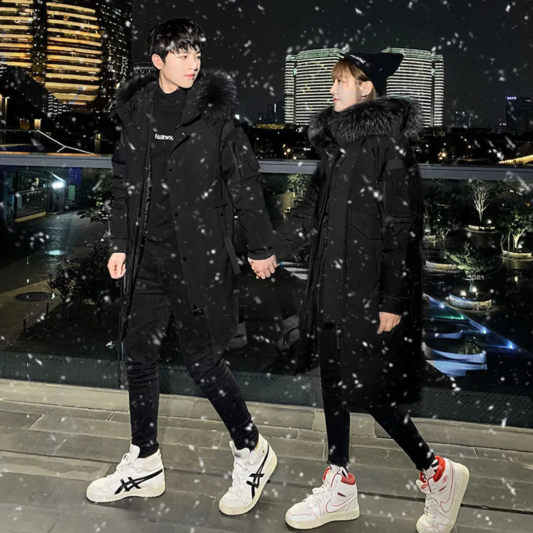 abbee Black XL Winter Fur Hooded Thick Overcoat Jacket Stylish Lightweight Quilted Warm Puffer Coat