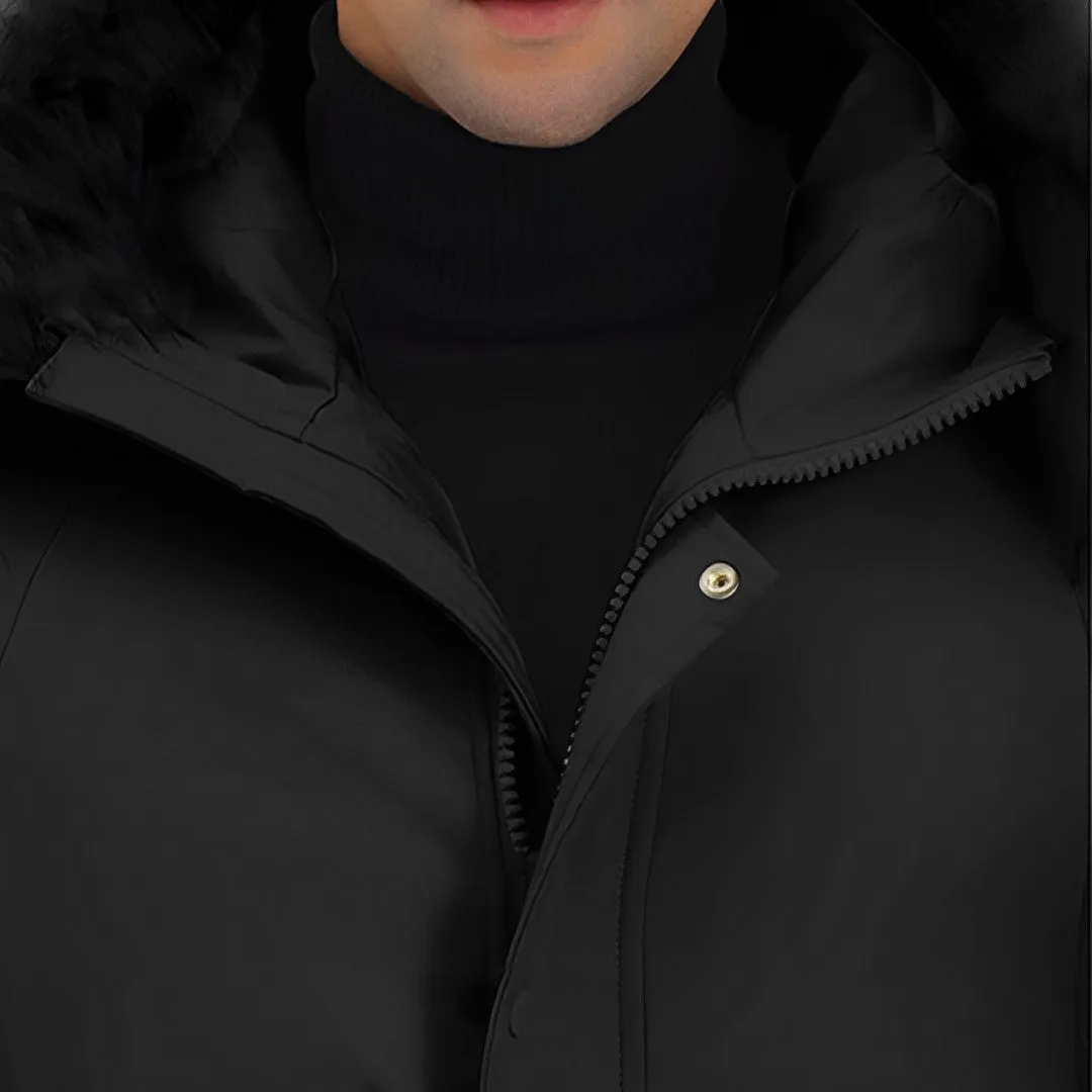 abbee Black XL Winter Fur Hooded Thick Overcoat Jacket Stylish Lightweight Quilted Warm Puffer Coat