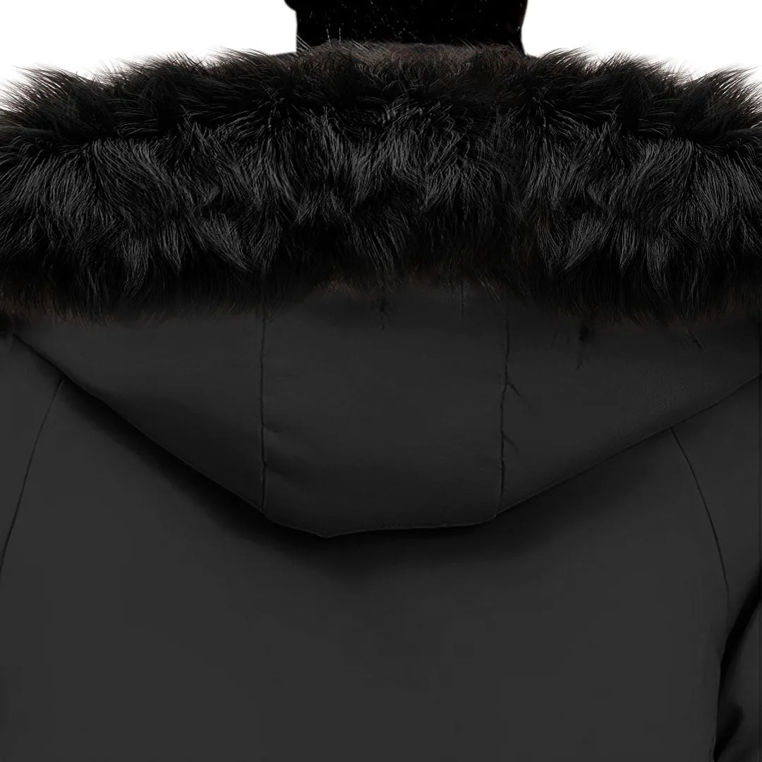 abbee Black XL Winter Fur Hooded Thick Overcoat Jacket Stylish Lightweight Quilted Warm Puffer Coat