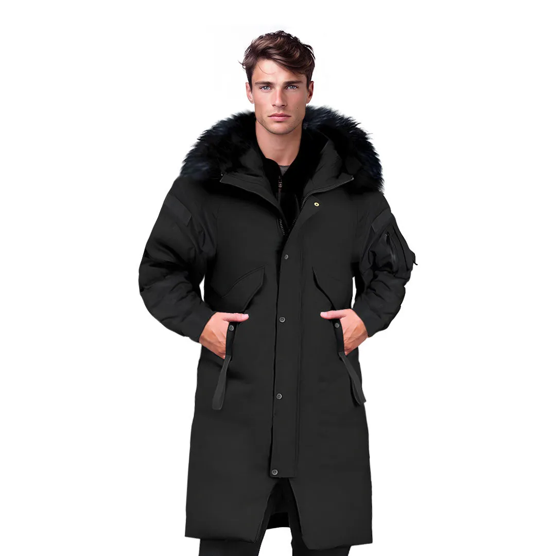 abbee Black XL Winter Fur Hooded Thick Overcoat Jacket Stylish Lightweight Quilted Warm Puffer Coat
