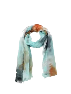 Abstract Silky Mint Dip-Dyed Scarf