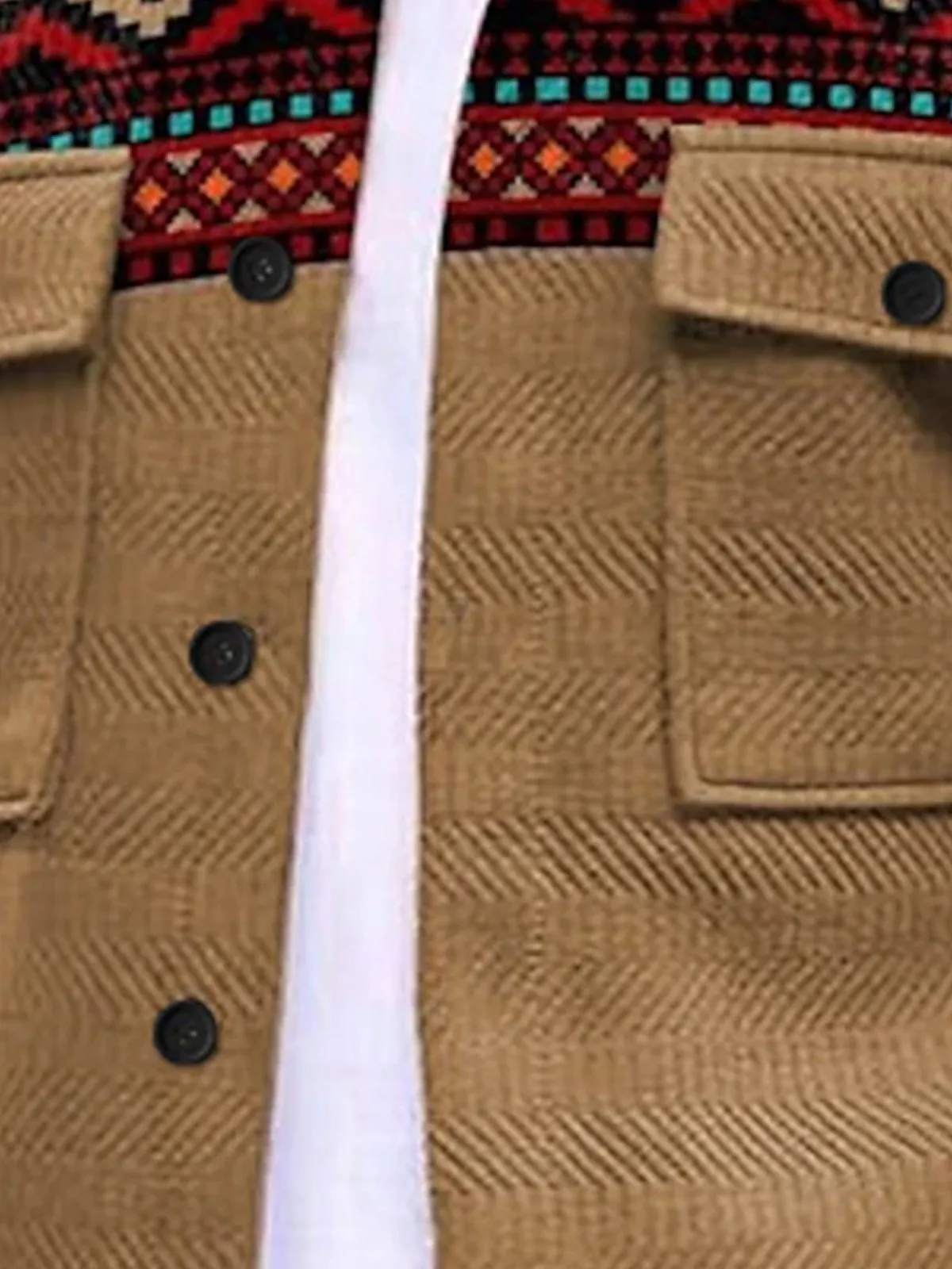 Alohadaddy Retro Geometric Corduroy Ethnic Graphics 3D Digital Printing Men's Workwear Pocket Jacket Coat