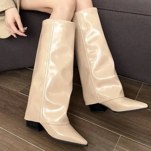 AOIFE | Fold-Over Eco-Leather Knee Boots