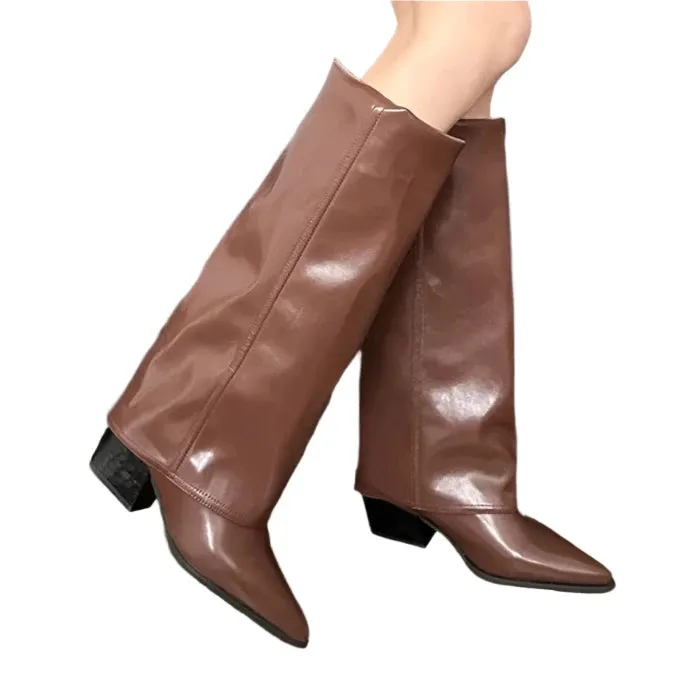 AOIFE | Fold-Over Eco-Leather Knee Boots