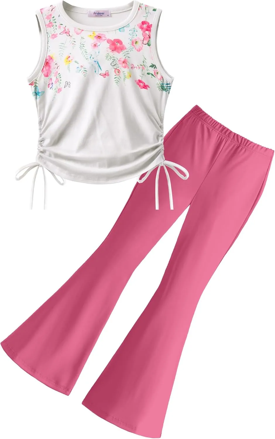 Arshiner Toddler Girl 2 Piece Outfits Tank Tops and Flare Leggings Pant Set