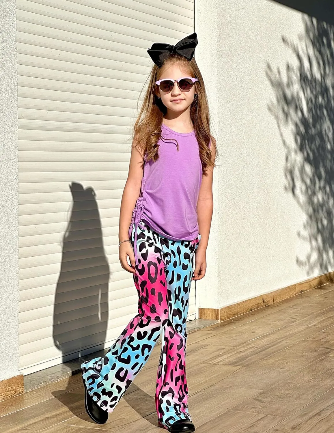 Arshiner Toddler Girl 2 Piece Outfits Tank Tops and Flare Leggings Pant Set