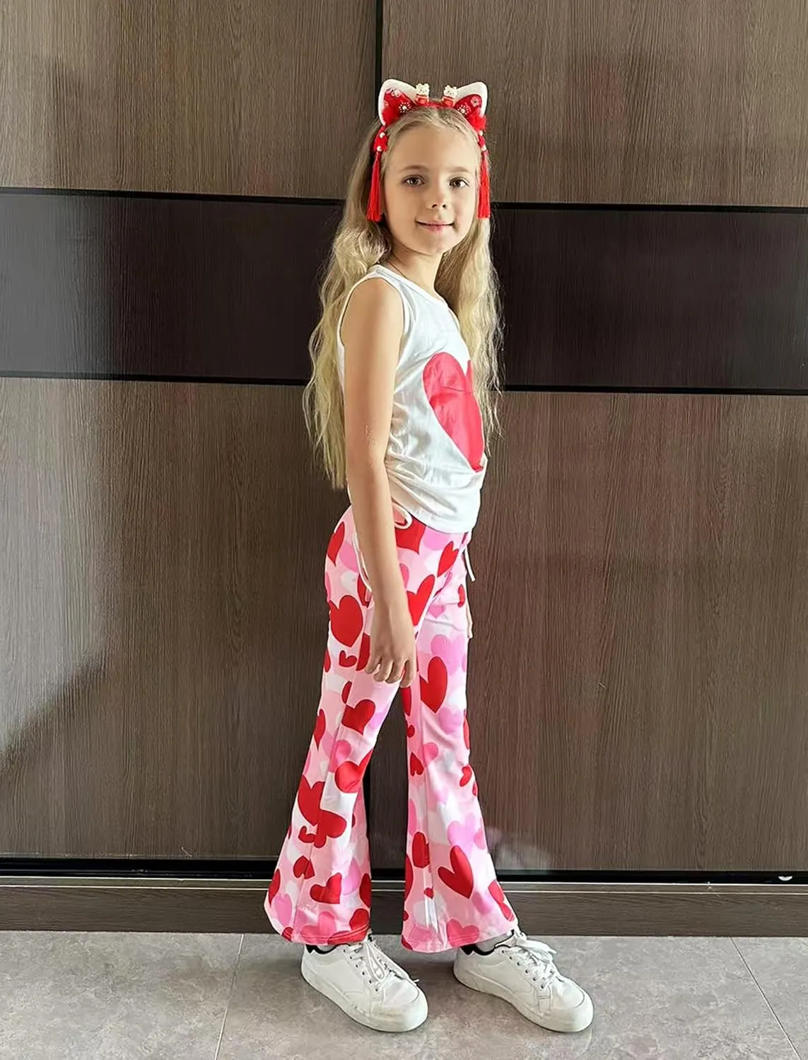 Arshiner Toddler Girl 2 Piece Outfits Tank Tops and Flare Leggings Pant Set