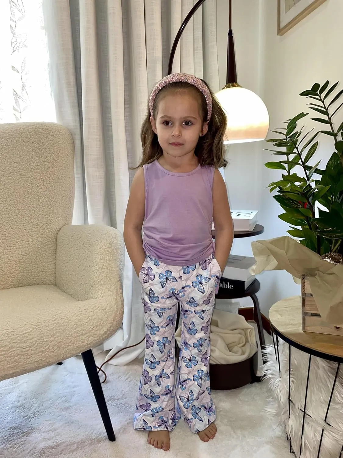 Arshiner Toddler Girl 2 Piece Outfits Tank Tops and Flare Leggings Pant Set