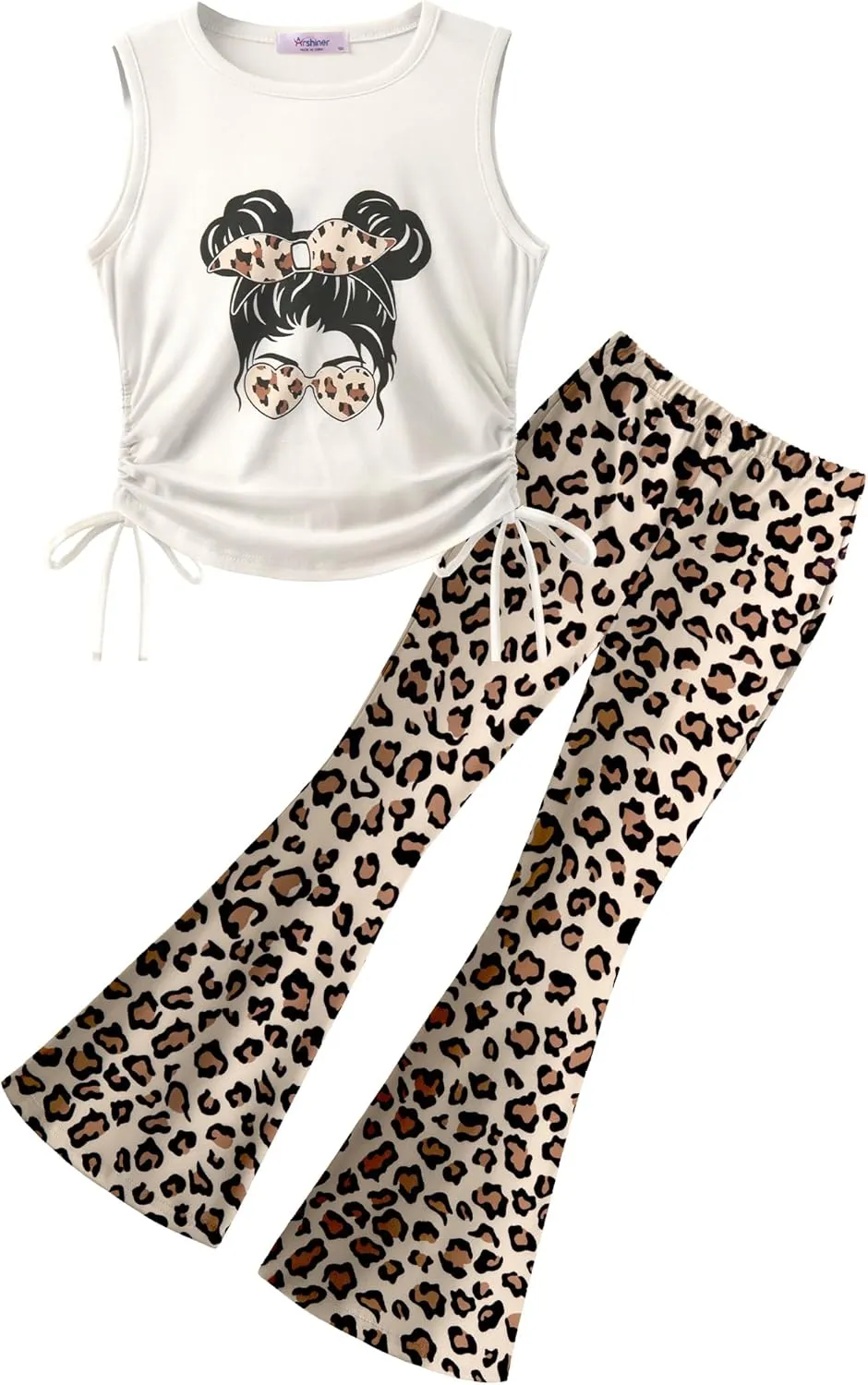 Arshiner Toddler Girl 2 Piece Outfits Tank Tops and Flare Leggings Pant Set