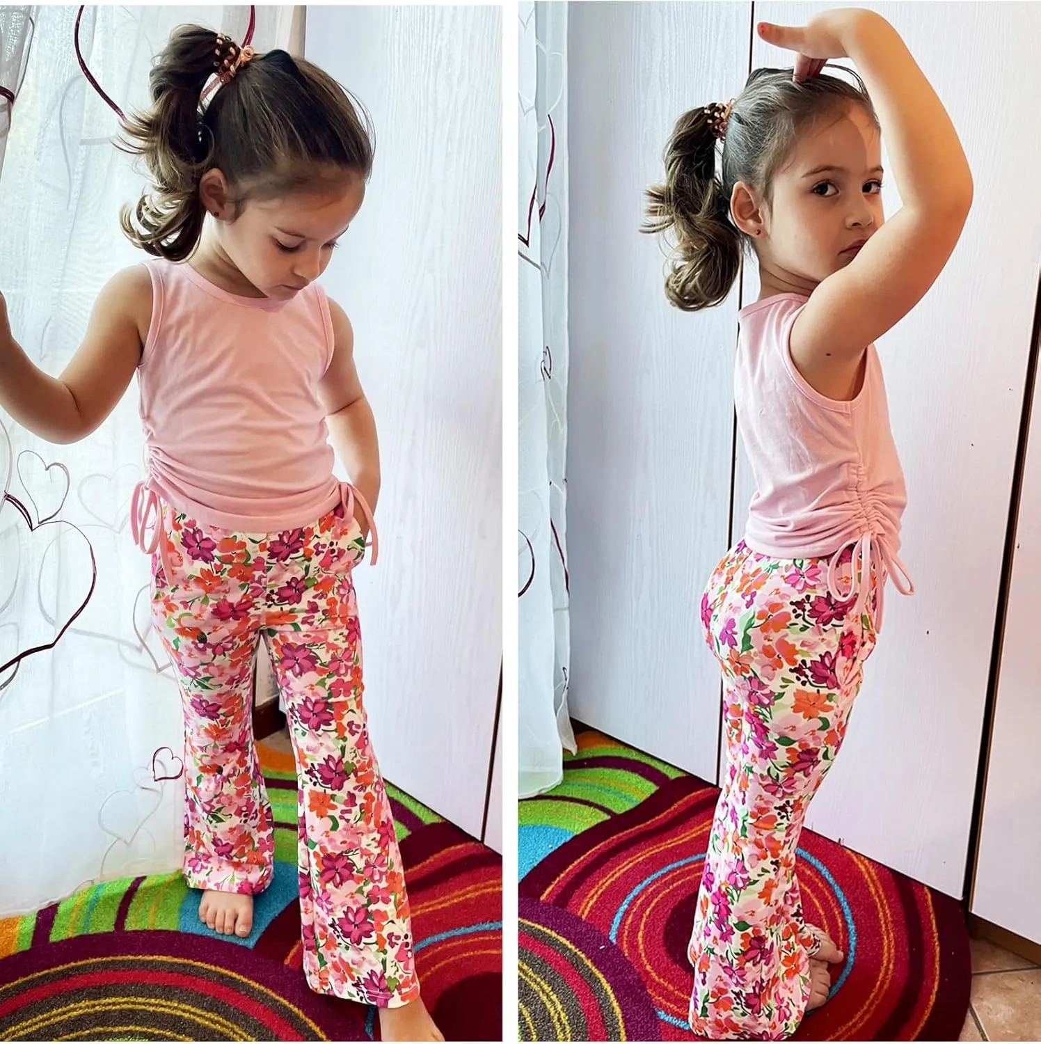 Arshiner Toddler Girl 2 Piece Outfits Tank Tops and Flare Leggings Pant Set