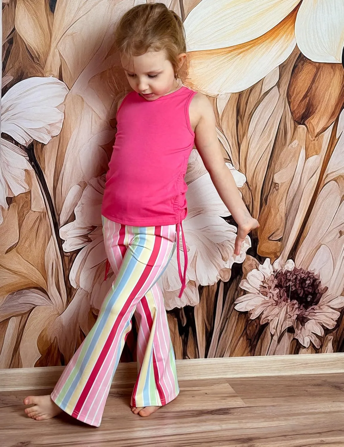 Arshiner Toddler Girl 2 Piece Outfits Tank Tops and Flare Leggings Pant Set