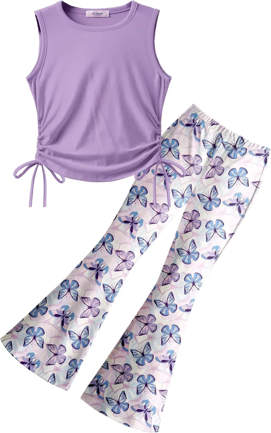 Arshiner Toddler Girl 2 Piece Outfits Tank Tops and Flare Leggings Pant Set