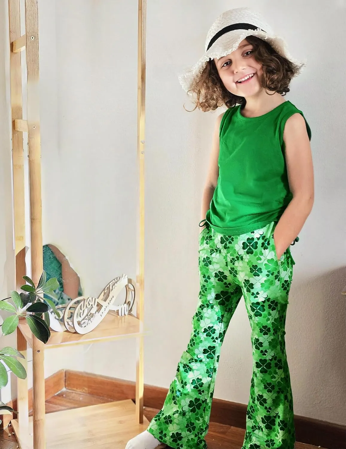 Arshiner Toddler Girl 2 Piece Outfits Tank Tops and Flare Leggings Pant Set