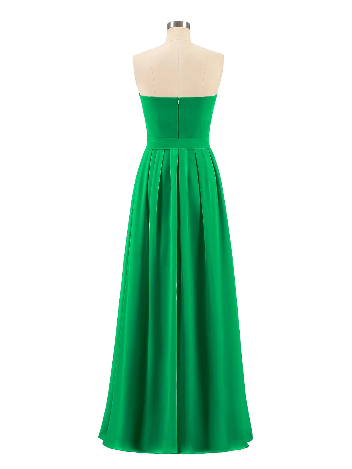 Chiffon Strapless Bridesmaid Gown with Sash-Emerald Plus Size