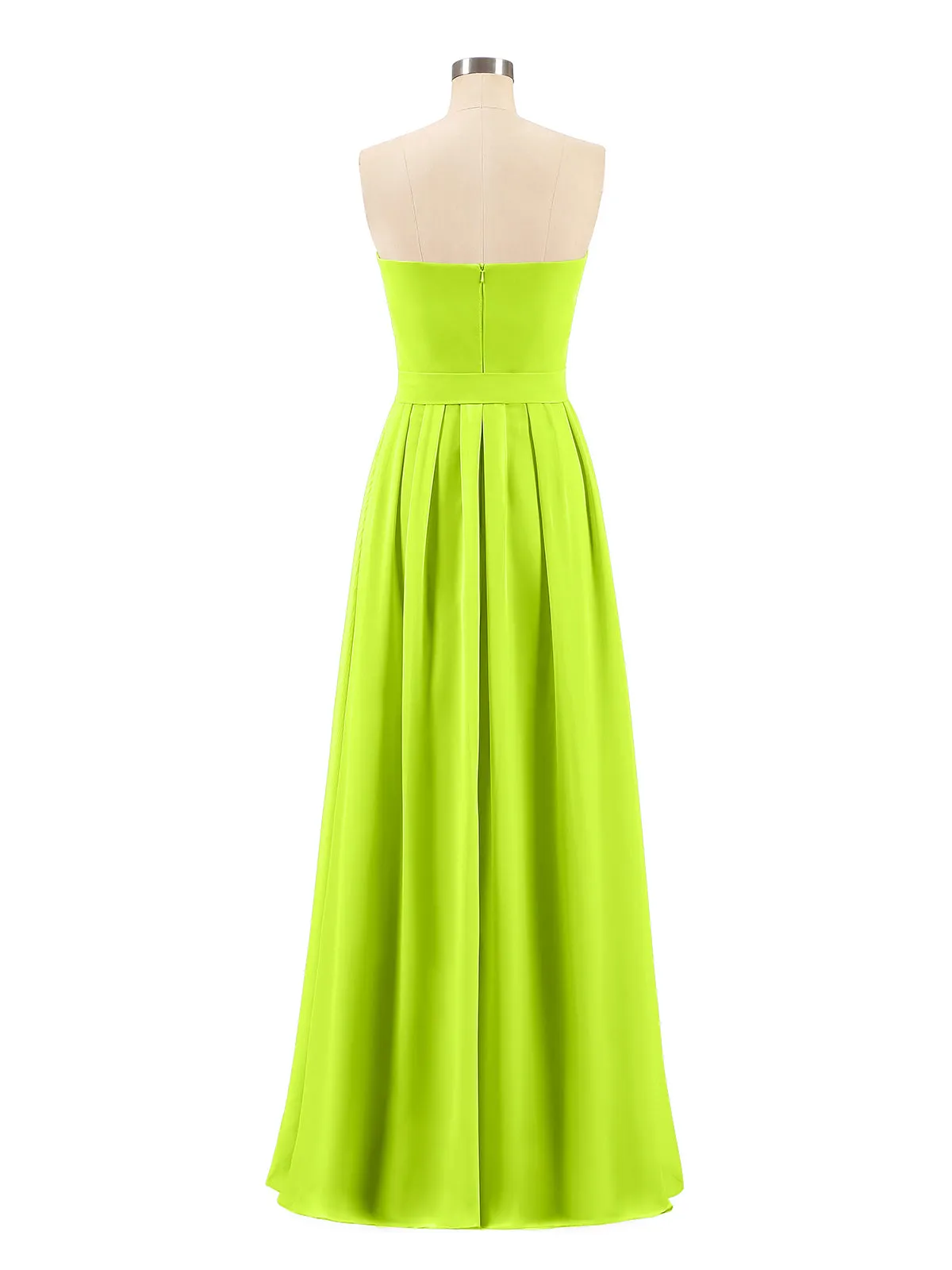 Chiffon Strapless Bridesmaid Gown with Sash-Lime Green Plus Size