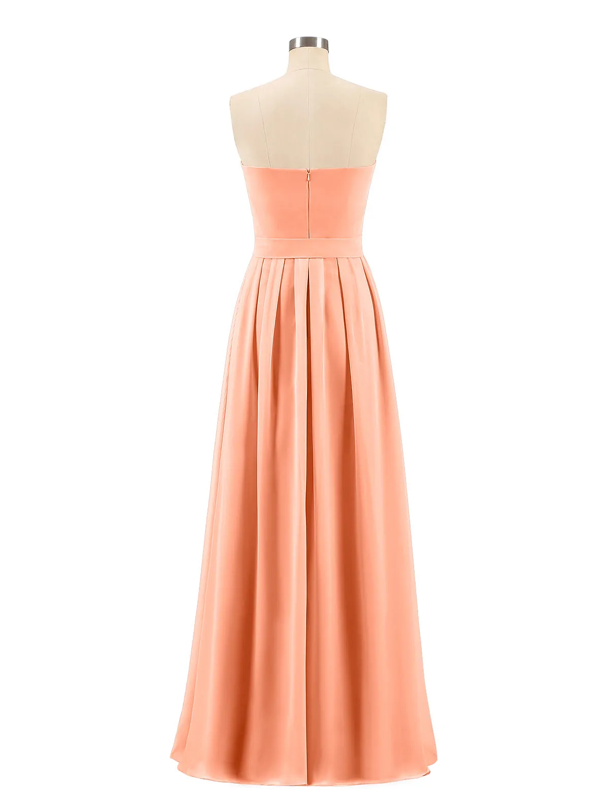 Chiffon Strapless Bridesmaid Gown with Sash-Papaya