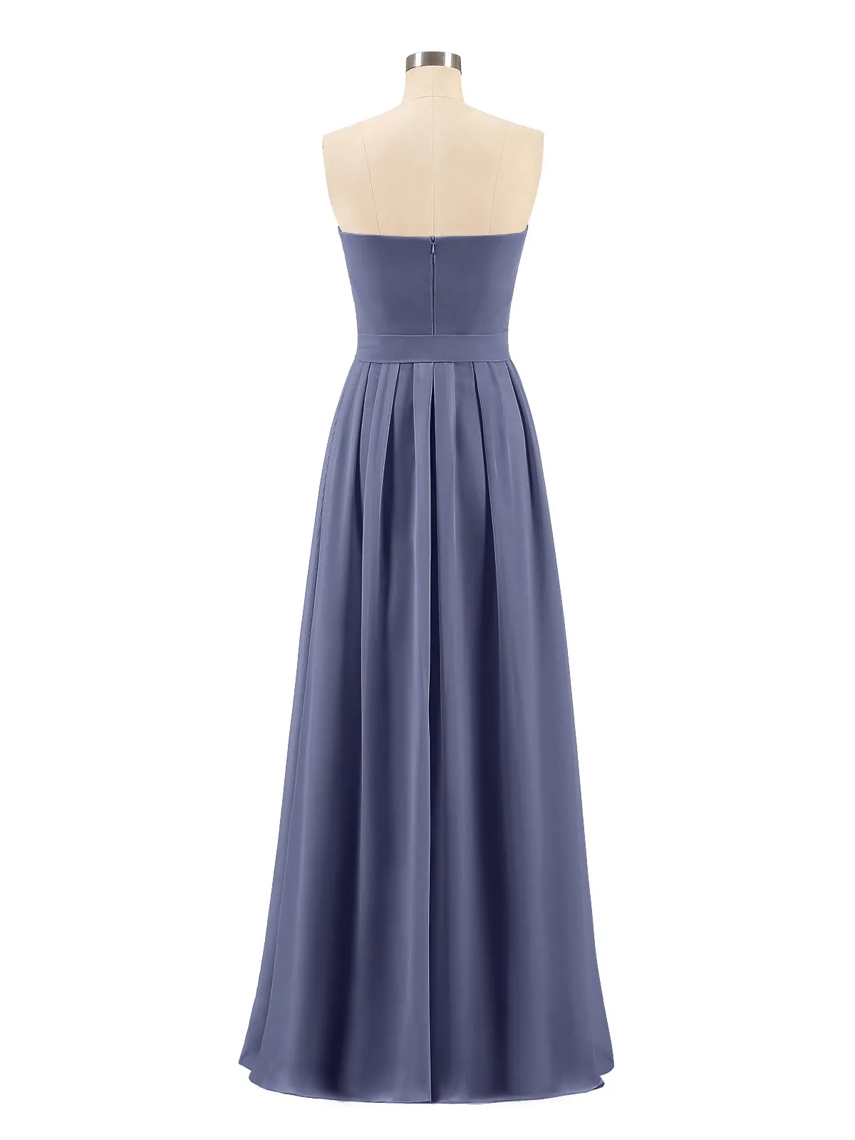 Chiffon Strapless Bridesmaid Gown with Sash-Stormy Plus Size
