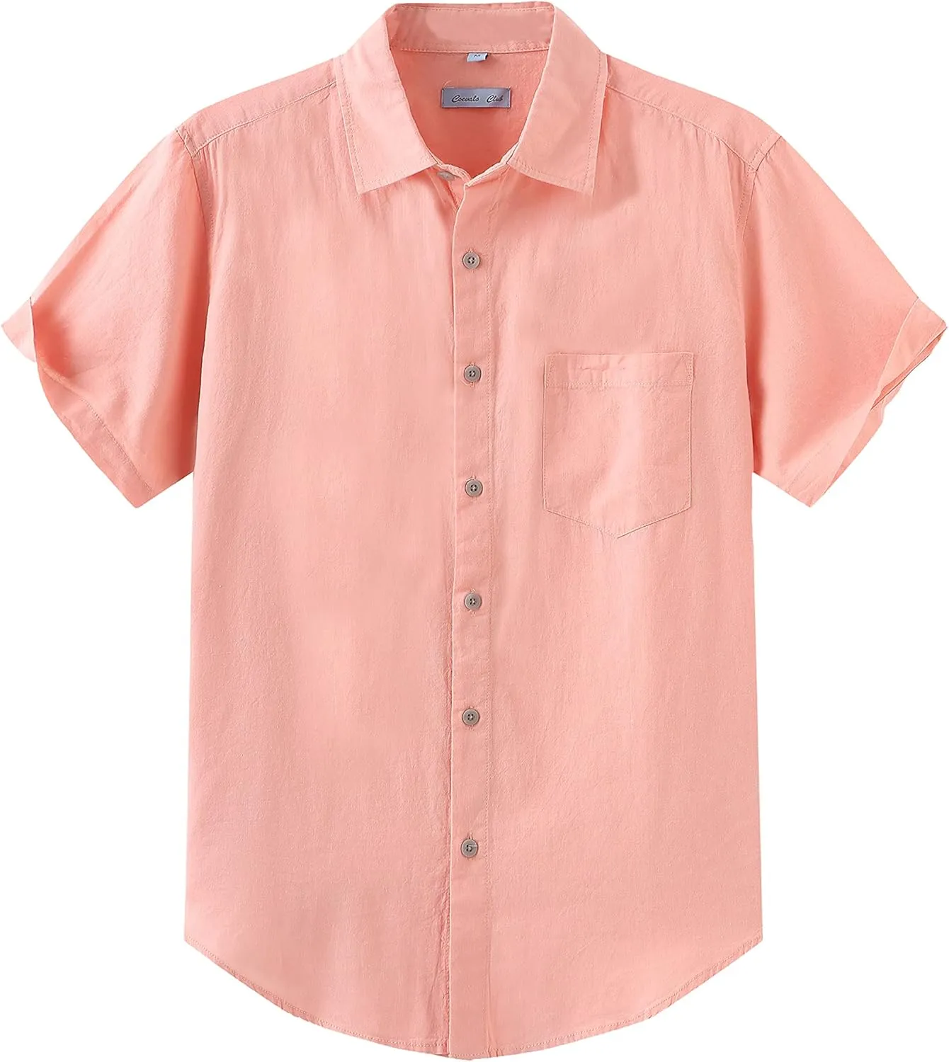 COEVALS CLUB Men's Casual Linen Cotton Button Down Spread Collar Short Sleeve Summer Beach Shirts