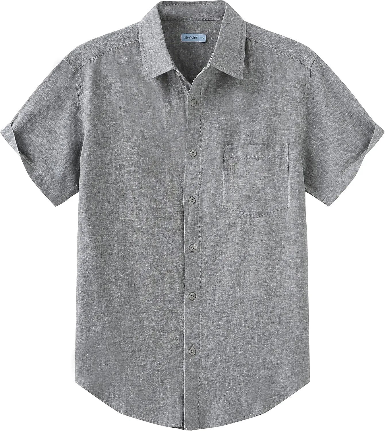 COEVALS CLUB Men's Casual Linen Cotton Button Down Spread Collar Short Sleeve Summer Beach Shirts