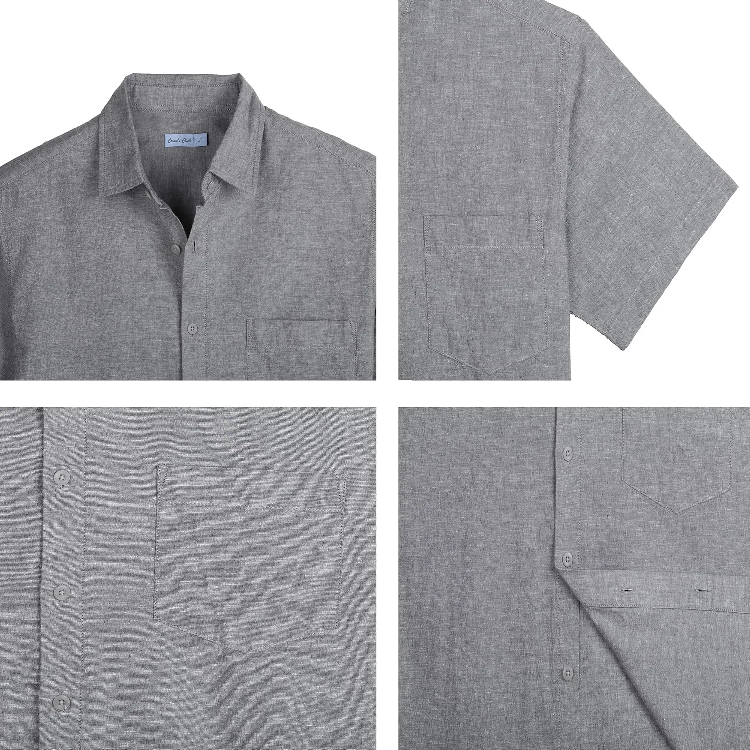 COEVALS CLUB Men's Casual Linen Cotton Button Down Spread Collar Short Sleeve Summer Beach Shirts