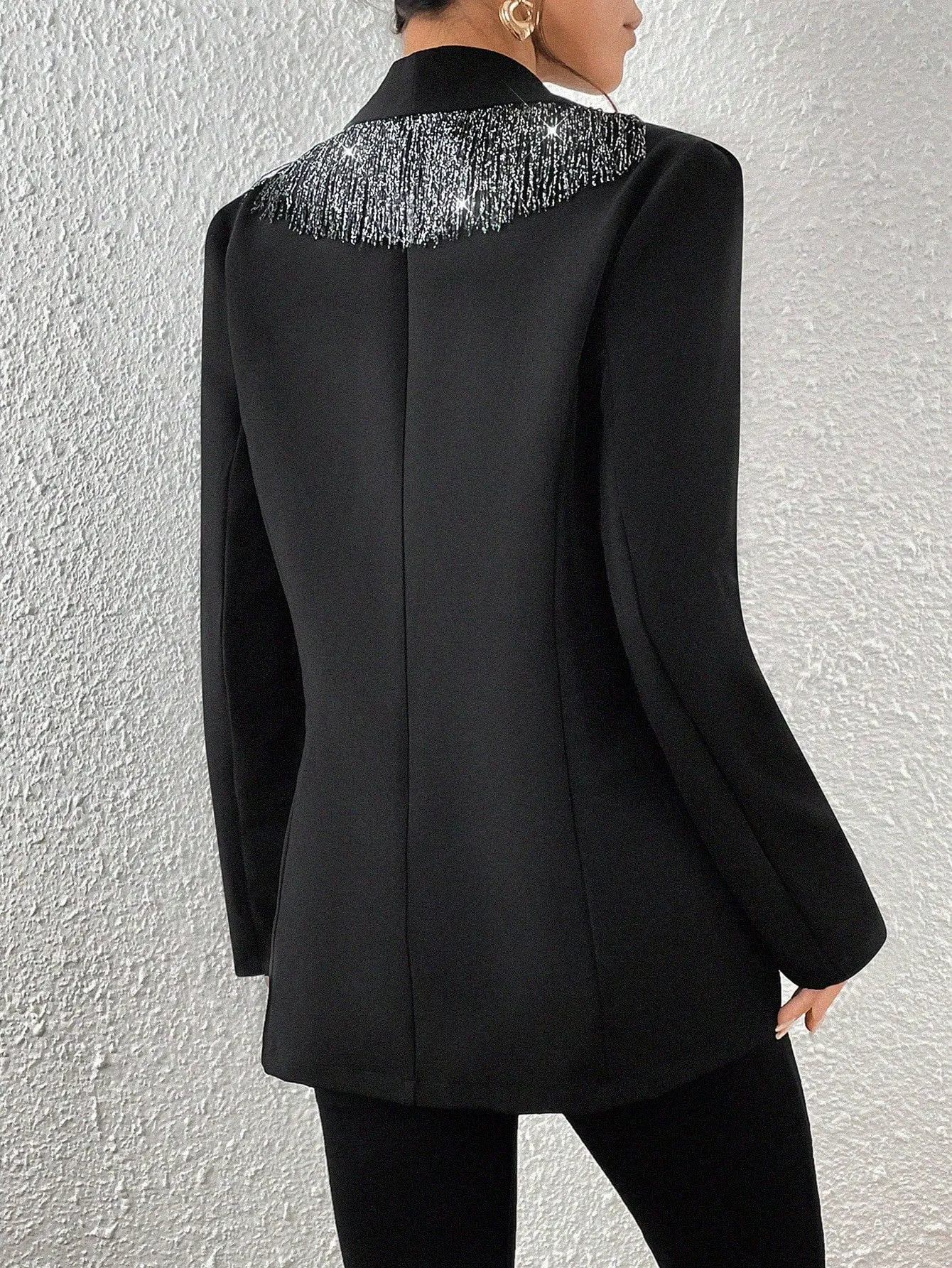 Contrast Shawl Collar Single Button Blazer