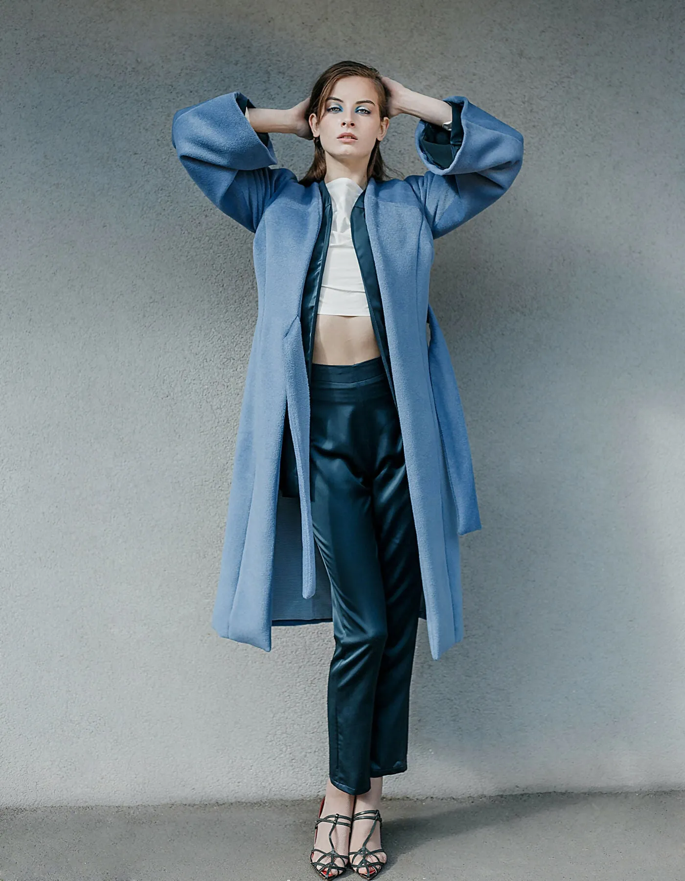 Cornflower Blue Asymmetrical Binding Coat