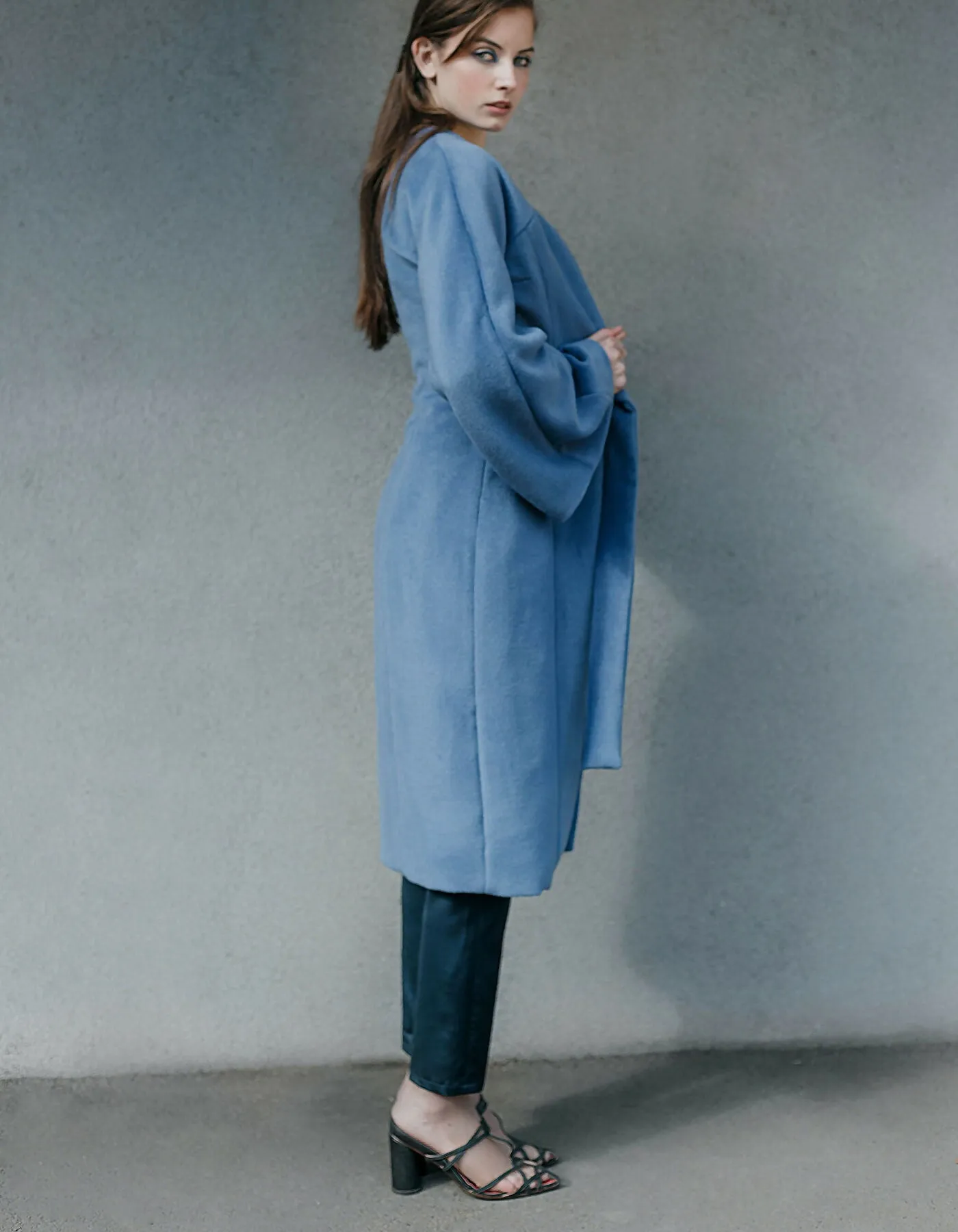 Cornflower Blue Asymmetrical Binding Coat