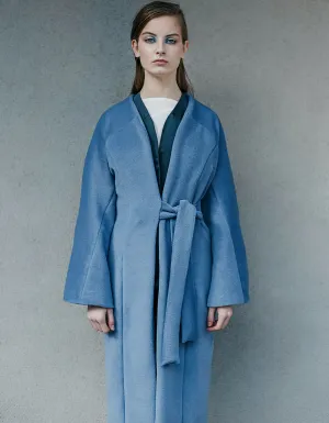 Cornflower Blue Asymmetrical Binding Coat