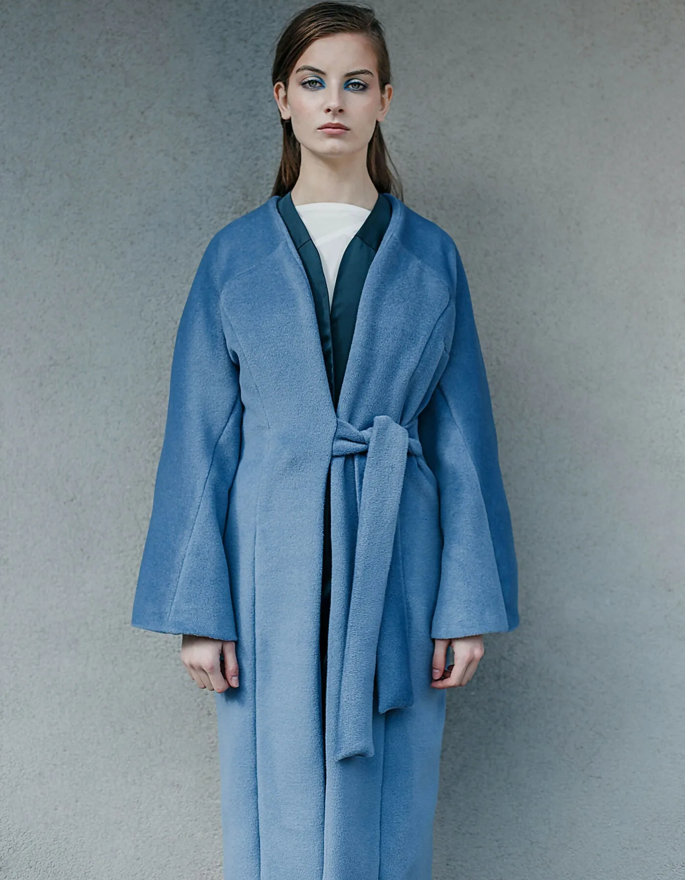 Cornflower Blue Asymmetrical Binding Coat