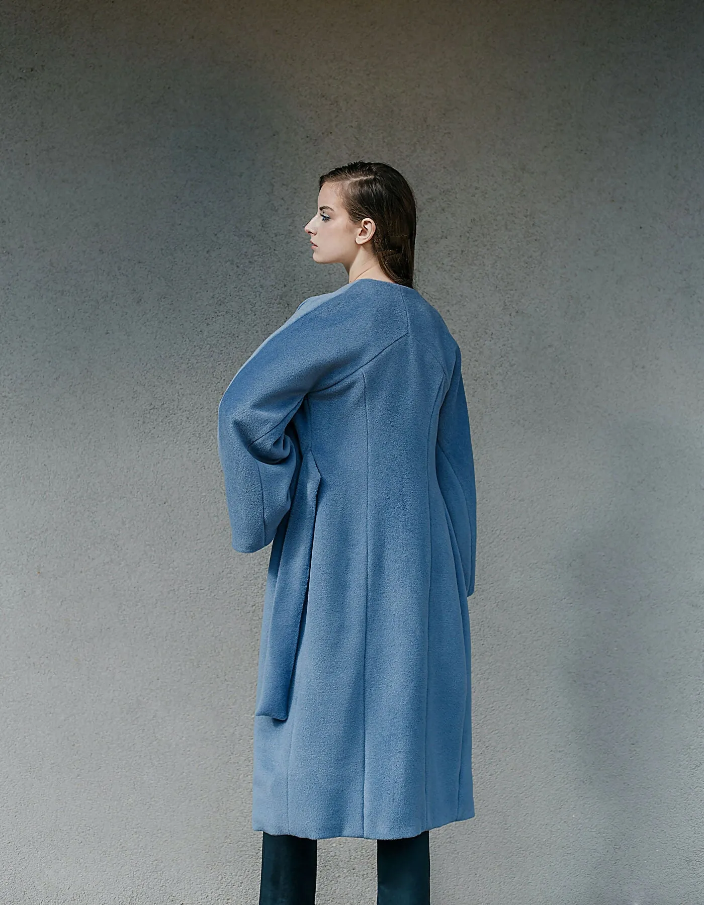 Cornflower Blue Asymmetrical Binding Coat
