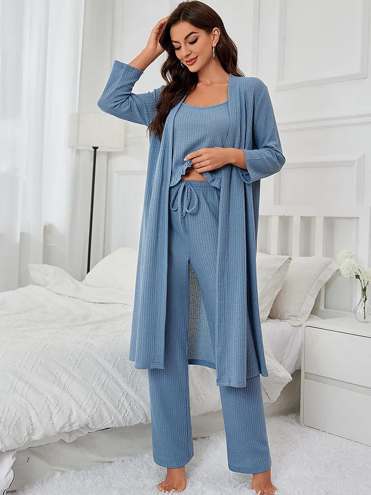 Cozy 3-Piece Waffle Knit Pajama Set
