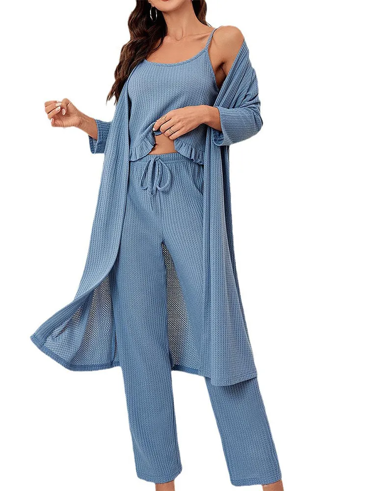 Cozy 3-Piece Waffle Knit Pajama Set