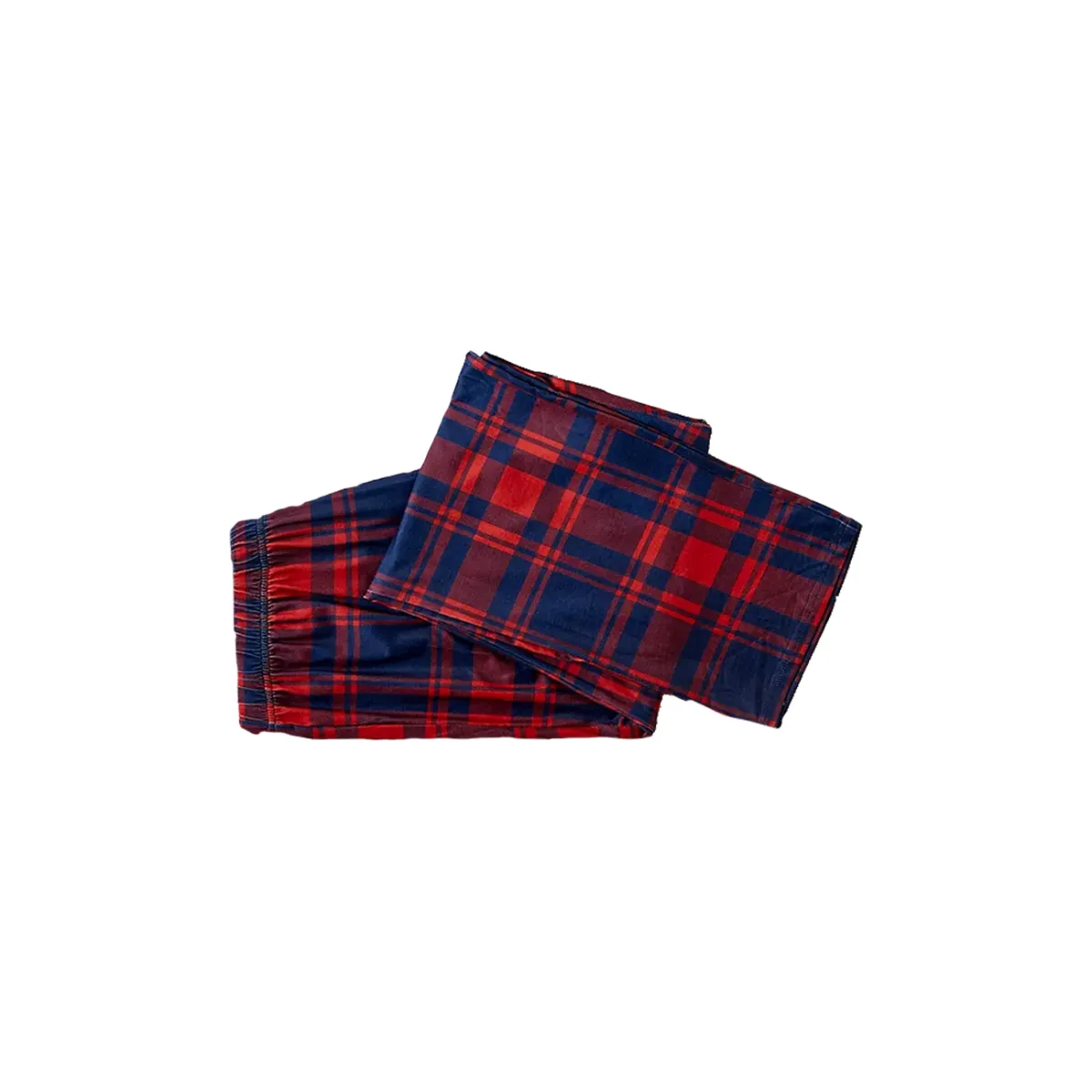 Cute "Family Christmas 2024" Text Prints Blue Long Sleeves Top with Red and Blue Plaid Pants Christmas Matching Pajamas
