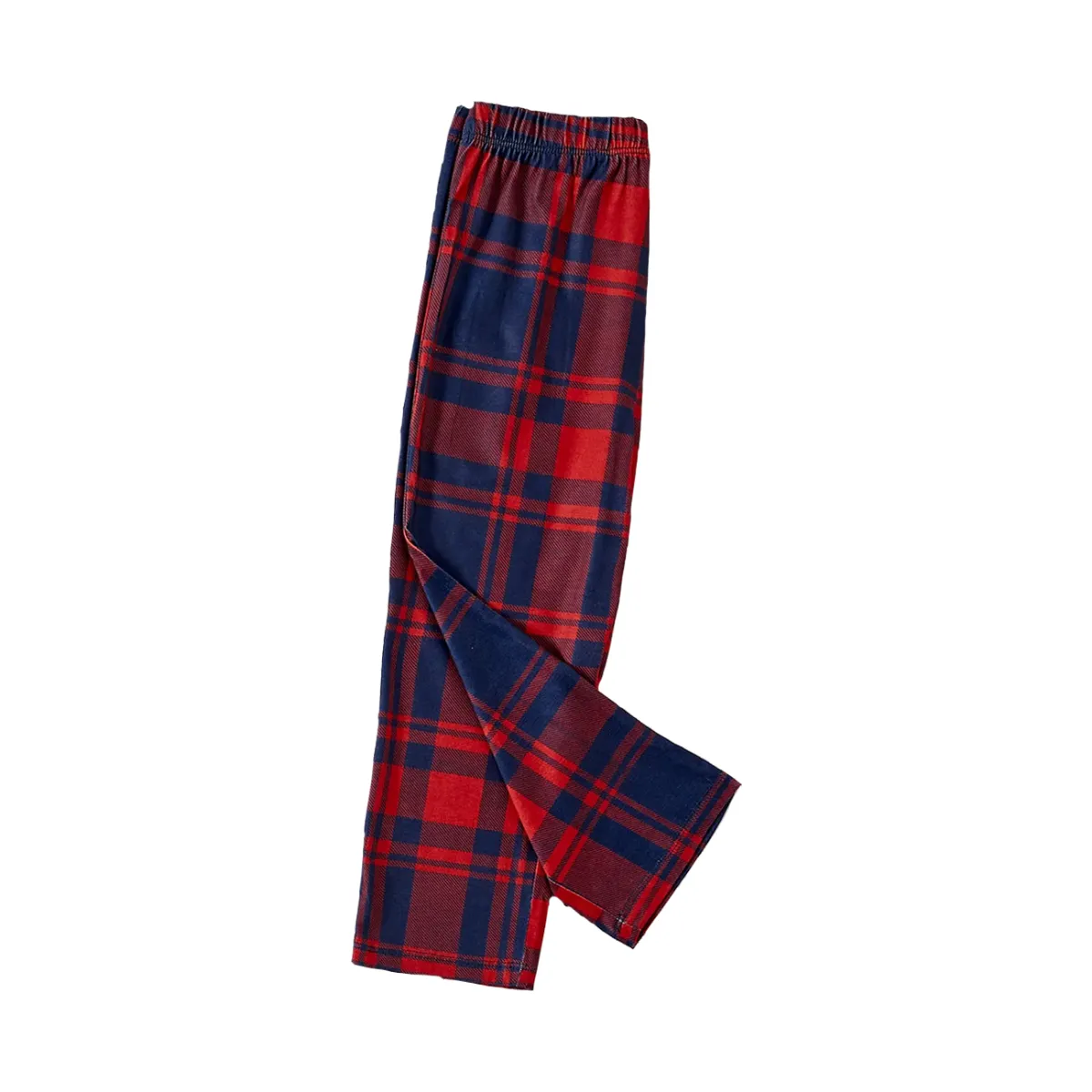Cute "Family Christmas 2024" Text Prints Blue Long Sleeves Top with Red and Blue Plaid Pants Christmas Matching Pajamas