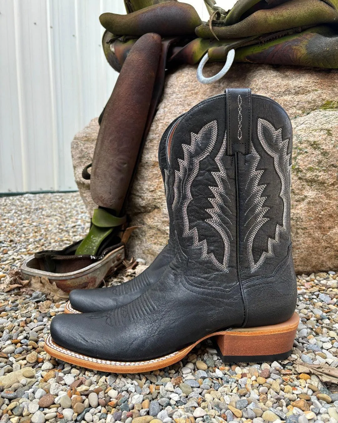Dan Post Men's Boerne Black Leather Cutter Toe Cowboy Boots DP5025