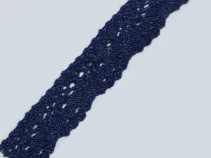 Dark Blue Greige Design 962 Cotton Laces