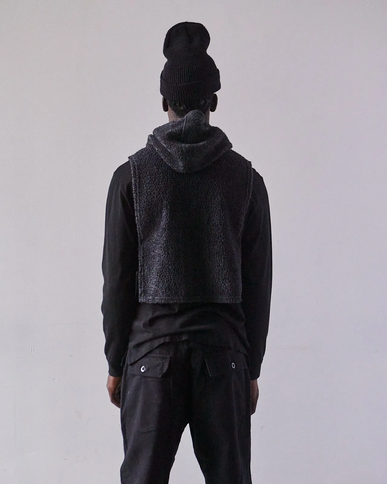 Engineered Garments Wool Hooded Interliner, Charcoal Shaggy Knit