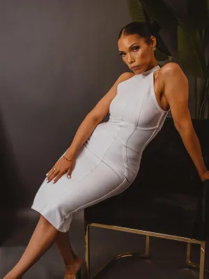 Fine and Fab | Halter Neck Zipper Back Evening Dress