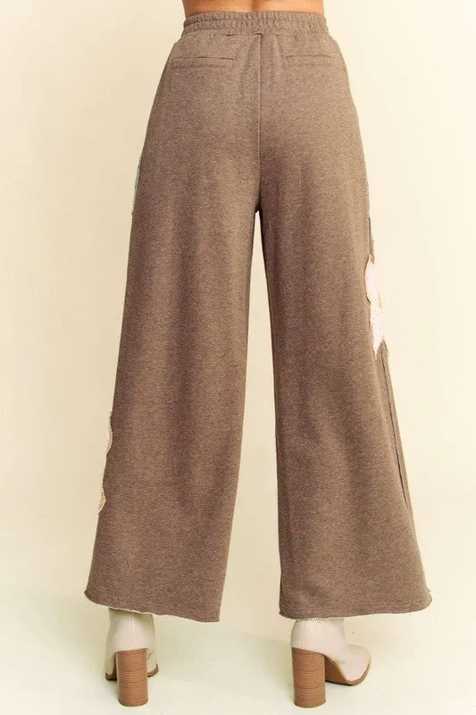 Flower Patch Wide Leg Pants in Mocha
