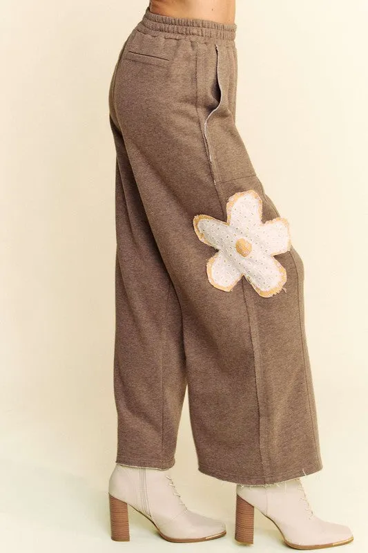 Flower Patch Wide Leg Pants in Mocha