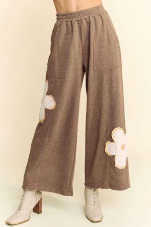 Flower Patch Wide Leg Pants in Mocha