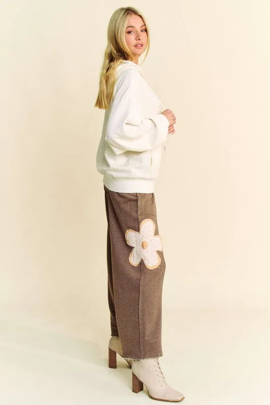Flower Patch Wide Leg Pants in Mocha