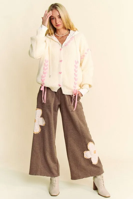 Flower Patch Wide Leg Pants in Mocha