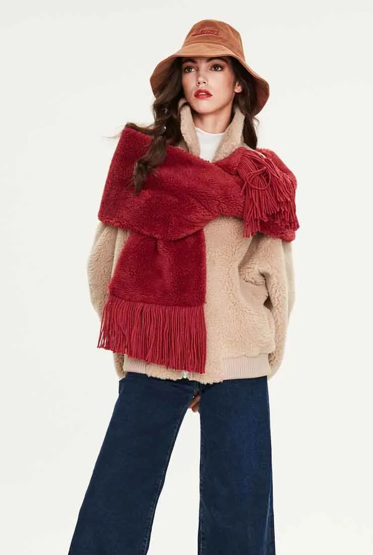 Fringed Thick Faux Fur Winter Scarf