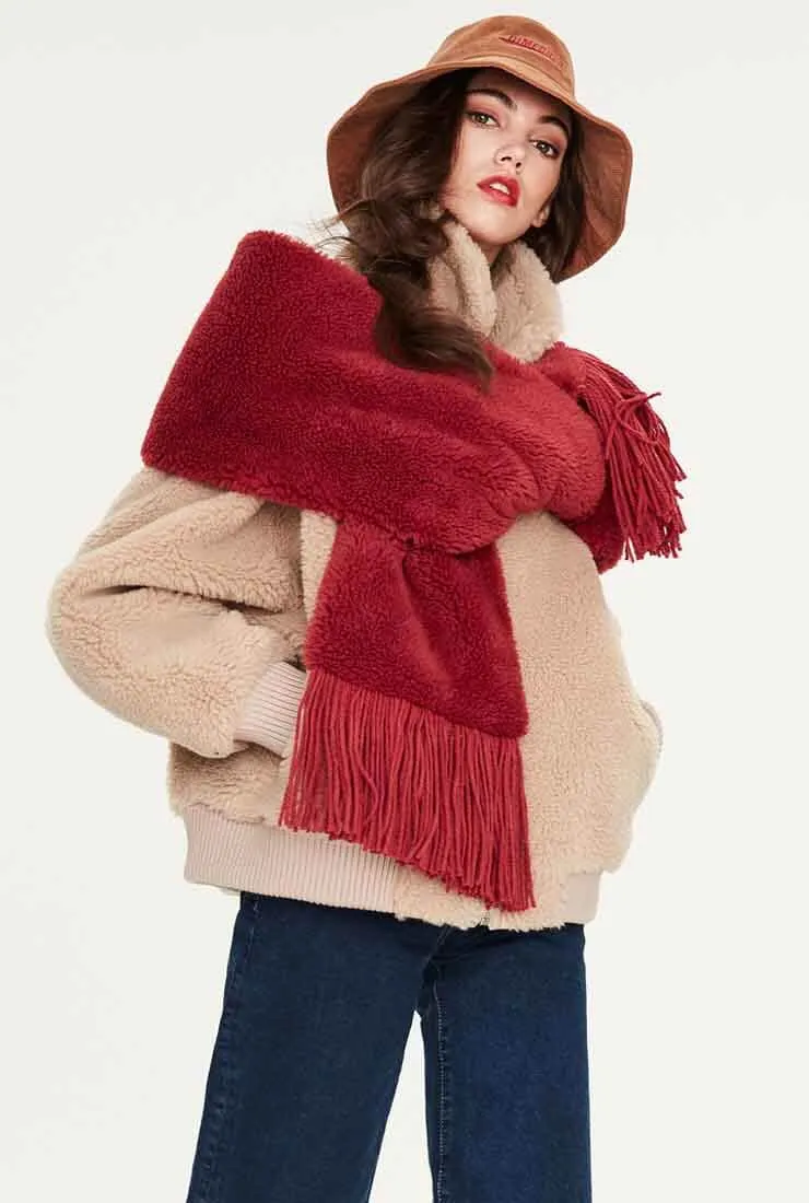 Fringed Thick Faux Fur Winter Scarf
