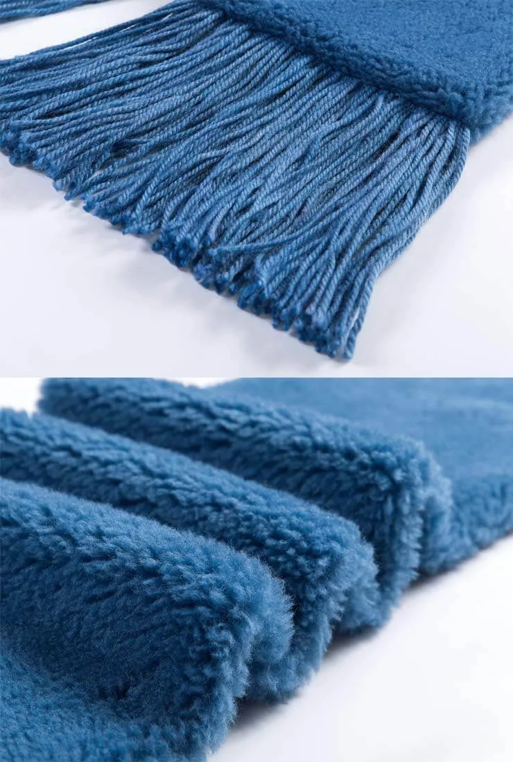 Fringed Thick Faux Fur Winter Scarf
