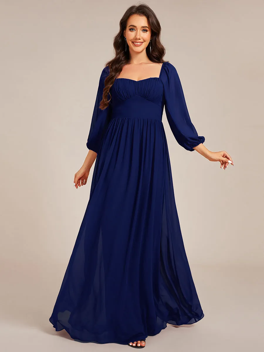 Graceful Sweetheart 3/4 Lantern Sleeve Chiffon Bridesmaid Dresses with Frenulum knotting