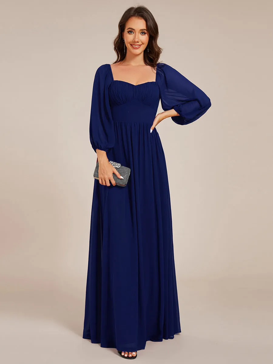Graceful Sweetheart 3/4 Lantern Sleeve Chiffon Bridesmaid Dresses with Frenulum knotting